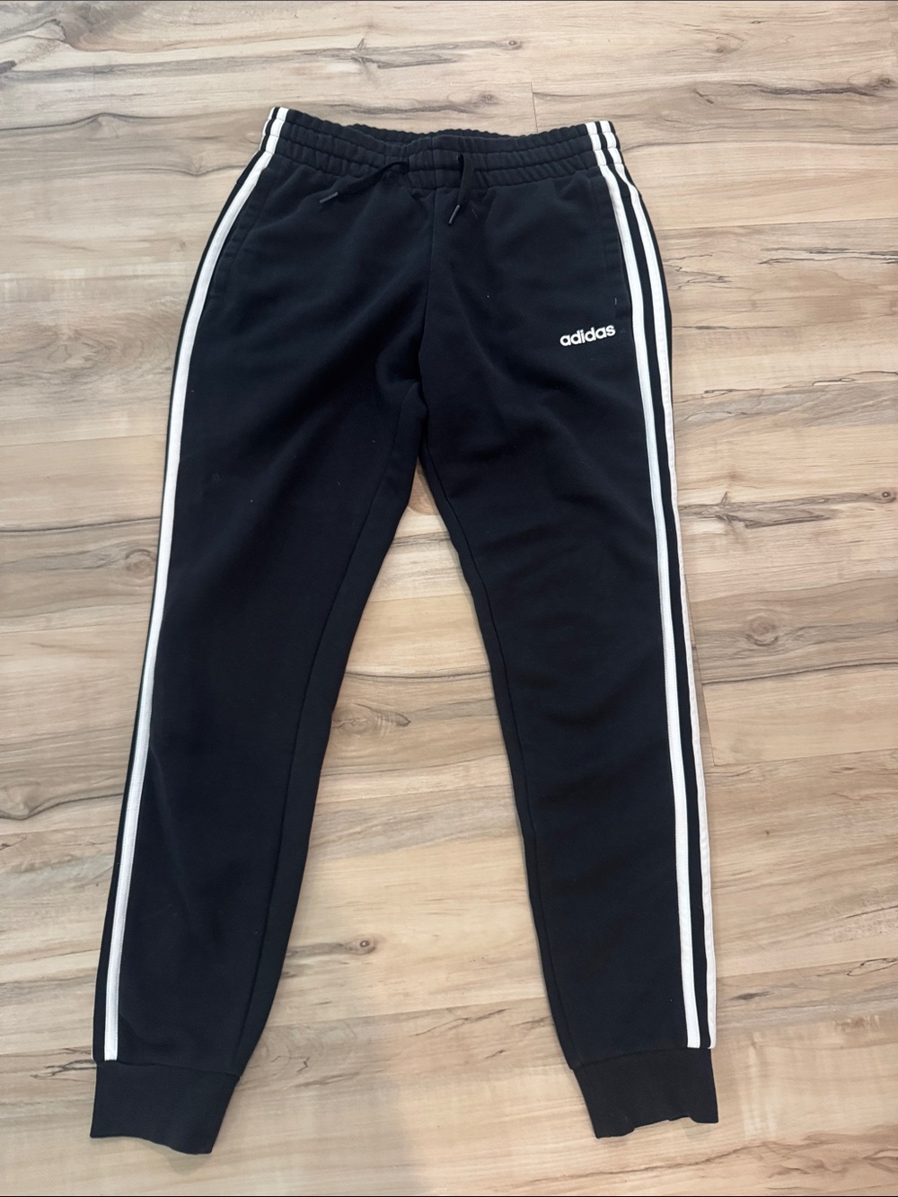 adidas Black Track Joggers with White Side Stripes